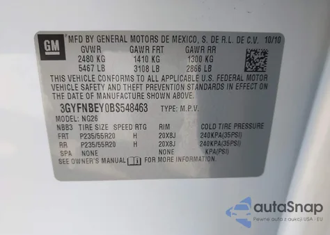 2011 Cadillac Srx Performance Collection from USA, damaged, VIN 3GYFNBEY0BS548463